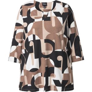 Ulla Popken Shirt  lichtbruin / zwart / natuurwit