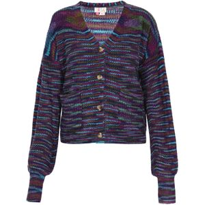 IZIA Gebreid vest  marine / azuur / olijfgroen / lila