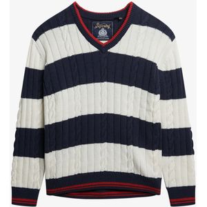 Superdry - Oversized Gedraaide en Gestreepte V-hals Trui - Dames