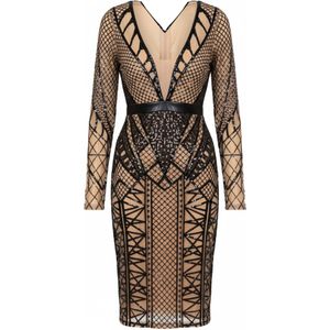 GODDIVA Jurk  beige / zwart