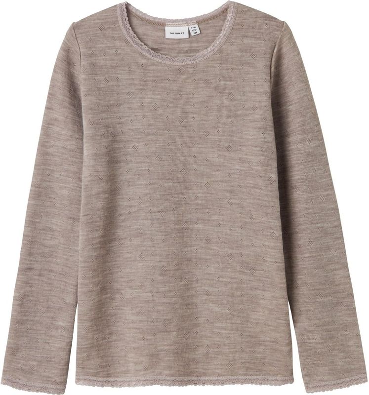 Merino Wol Top - Lange Mouwen - Ronde Hals - Slim Fit - Kantdetail