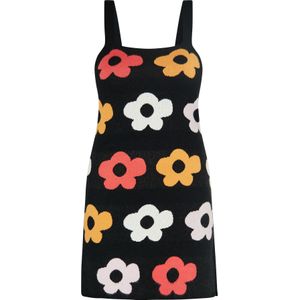 swirly Gebreide jurk  gemengde kleuren / zwart