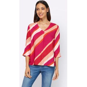 Blouse - Pink-abrikoos - 100% Viscose - V-hals 3/4-mouwen