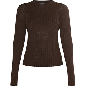 usha - BLACK LABEL - Trui - Donkerbruin - Slanke Pasvorm - Lange Mouw