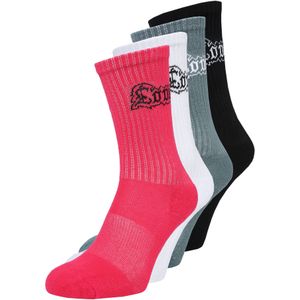 Mister Tee Sokken 'Love Hate'  grafiet / fuchsia / zwart / wit