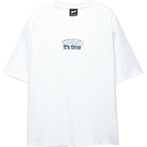 Pull&Bear Shirt 'STWD'  enziaan / wit