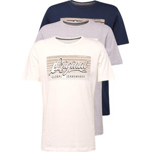 BLEND Shirt  marine / stone grey / wit