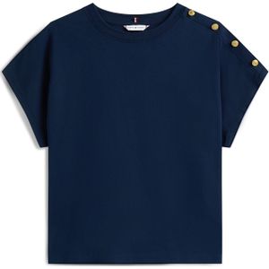 Tommy Hilfiger - WW0WW47455 - T-shirt - Gebroken Wit - Katoen - Korte Mouwen