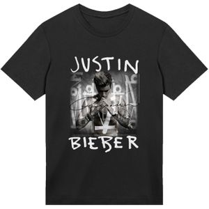 F4NT4STIC Shirt 'Justin Bieber Purpose Album Cover'  zwart / wit