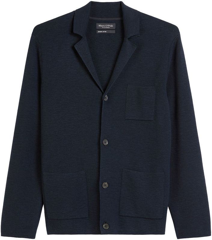 Marc O'Polo - Regular Fit - Gebreid Colbert - Effen - Puur Katoen