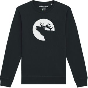 Watapparel Sweatshirt 'Röhrender Hirsch'  zwart / wit