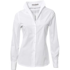 Blouse - Wit - 97% Katoen, 3% Elastaan - Knoopsluiting, Lange Mouwen