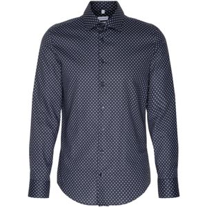 Seidensticker - Businessoverhemd - Donkerblauw - Slim Fit - Lange Mouwen - Kentkraag - Print
