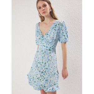 Trendyol Jurk  lichtblauw / geel / smaragd / wit