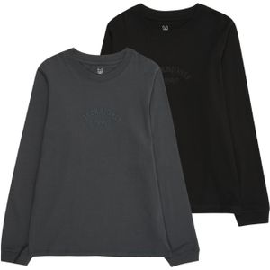 Jack & Jones - JORBLEECKER BRANDING TEE LS - T-shirt - Zwart - Set van 2