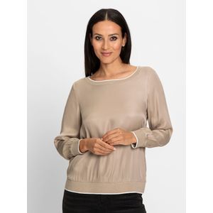 Blouse - Sesam - 100% Viscose - Lange Mouwen - Ronde Hals