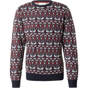 Lindbergh Trui 'Christmas'  donkerblauw / donkerrood / wit