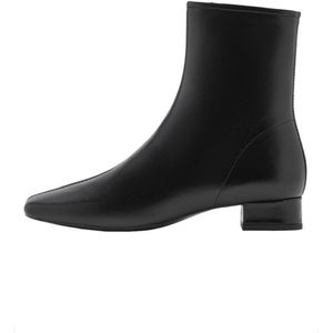 Enkellaarsjes - Rafy - Leer - Effen - Platte Hak