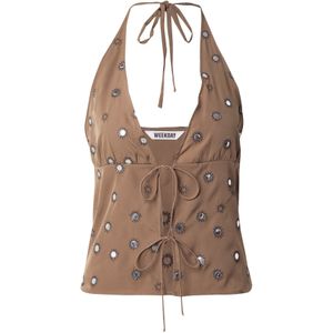 WEEKDAY Top 'Genas'  ivoor / cappuccino / zwart