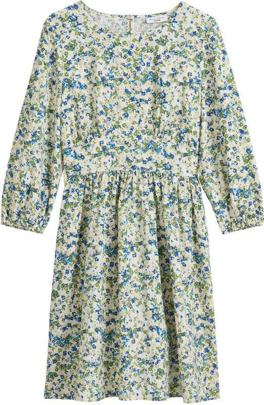 Marc O'Polo DENIM - Jurk - Indigo - Bloemenprint - Knielengte - Driekwart Mouw