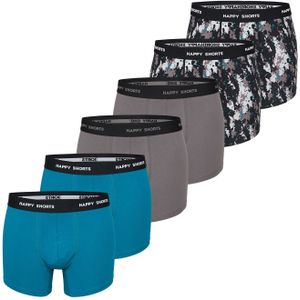 Happy Shorts Boxershorts ' Jersey '  grijs / petrol / zwart