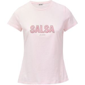 Salsa Jeans - Shirt - Rosa - Ronde Hals - Slanke Pasvorm