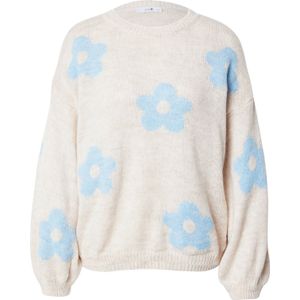 Hailys Trui 'Fl44ower'  ivoor / lichtblauw