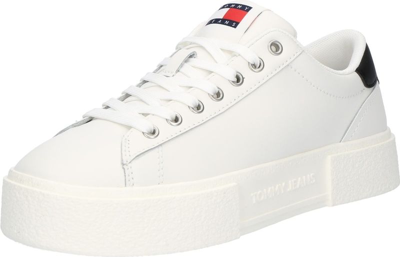 Tommy Jeans - En0en02567 - Lage Damesschoenen - Ecru - 90% Leer, 10% Polyurethaan