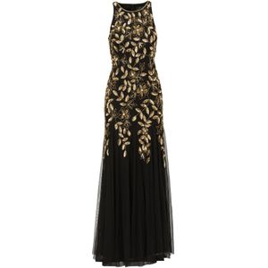 Adrianna Papell Avondjurk 'Halter Bead Godet Dress'  goud / zwart