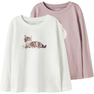 NAME IT Shirt 'NMFVOTEA'  bruin / sering / zwart / offwhite