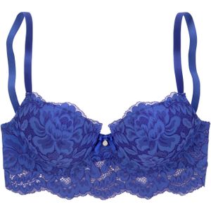 s.Oliver - RED LABEL Beachwear - Push-up-bh - Royalblauw - Charline met Verlengde Onderbusteband van Kant
