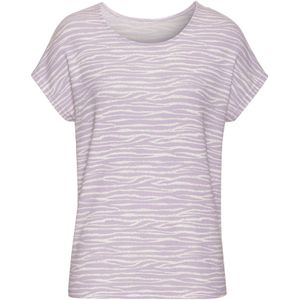 Lascana - Shirt - Paars - Korte Mouwen - Modieus Zebra-patroon