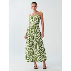 BWLDR Jurk 'Riley'  olijfgroen / wit