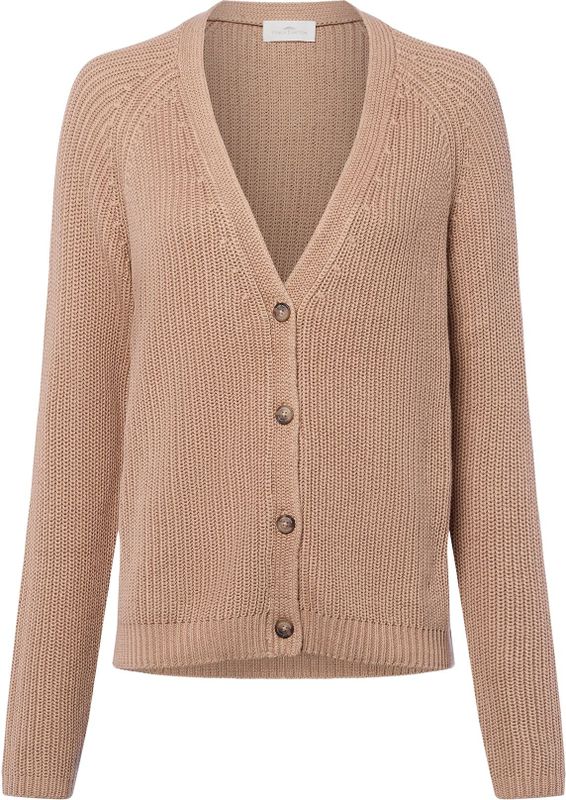 FYNCH-HATTON - Gebreid Vest - Bruin - V-hals - Lange Mouw