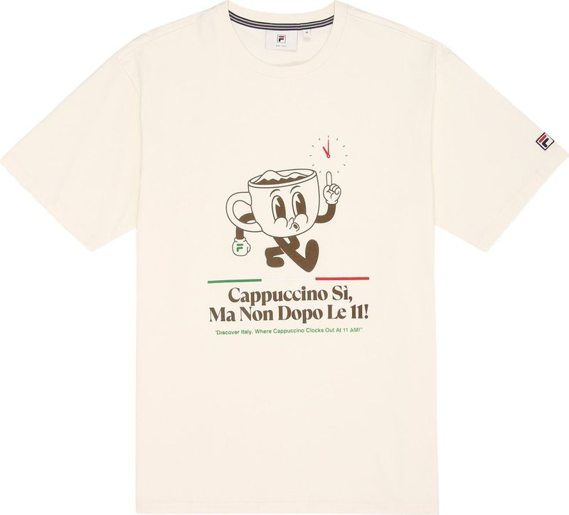 FILA - Navigli Caffé - Shirt - Donkerbruin - Ronde Hals - Kwartmouw