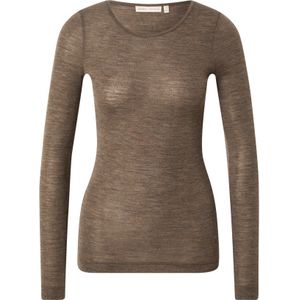 InWear - Bruin Melange Longsleeve T-shirt - Dames - Wol