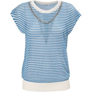 Influencer Trui  blauw / wit