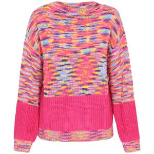 swirly Trui 'Back To School'  lichtblauw / geel / lila / pink