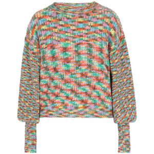 IZIA Trui  bruin / jade groen / oranje / lichtroze