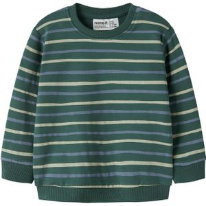 NAME IT - NBMVimmer - Sweatshirt - Lichtbeige - Donkergroen - Gestreept