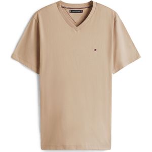 TOMMY HILFIGER - ESSENTIAL - Shirt - Beige - V-hals - Kwartmouw