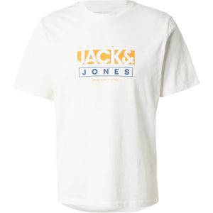 JACK & JONES Shirt 'JORSEVEN'  blauw / goudgeel / wit