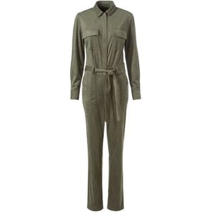 Kaki Jumpsuit - Lange Mouwen - 90% Polyester, 10% Elastaan