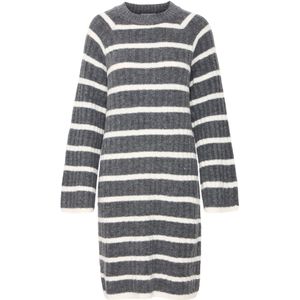 b.young Gebreide jurk  donkergrijs / wit