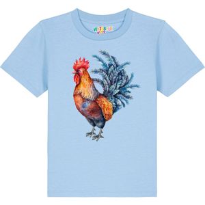 watabout.kids Shirt 'Grimmiger Gockel'  blauw / lichtblauw / oranje / rood