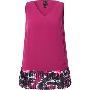 Ulla Popken Top  blauw / donkerroze / wit