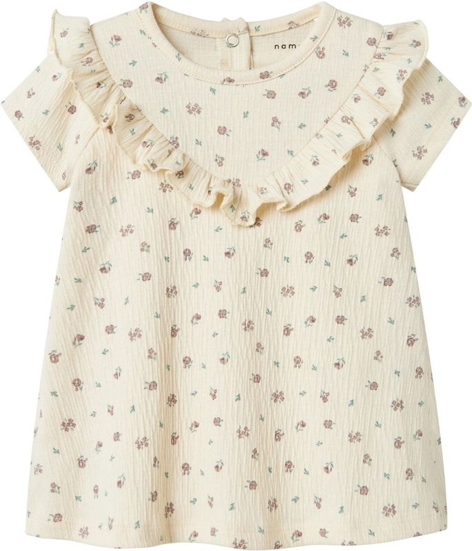 Biologisch Katoen - Jurk - All-Over Print - Ronde Hals - Korte Mouwen - Regular Fit