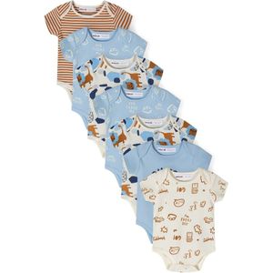 MINOTI Rompertje/body  crème / navy / lichtblauw / cognac