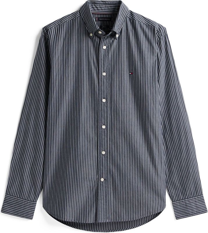 TOMMY HILFIGER - Overhemd - Zwart/Wit - Gestreept - Lange Mouw