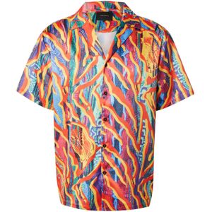 Carlo Colucci Overhemd  navy / lichtblauw / oranje / rood